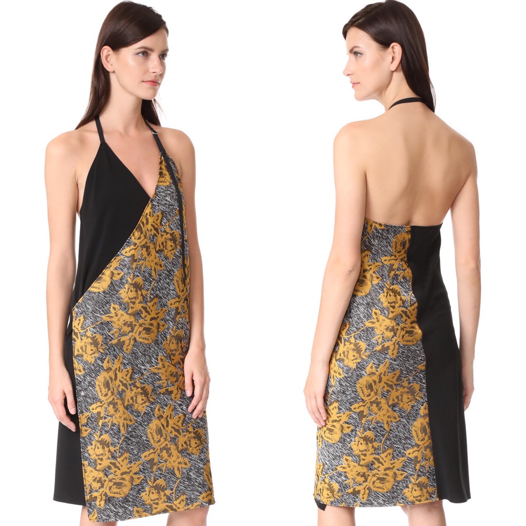 Public School Lonia Women’s Floral Jacquard Halter Dress In Bone Brown Size 2 Xs